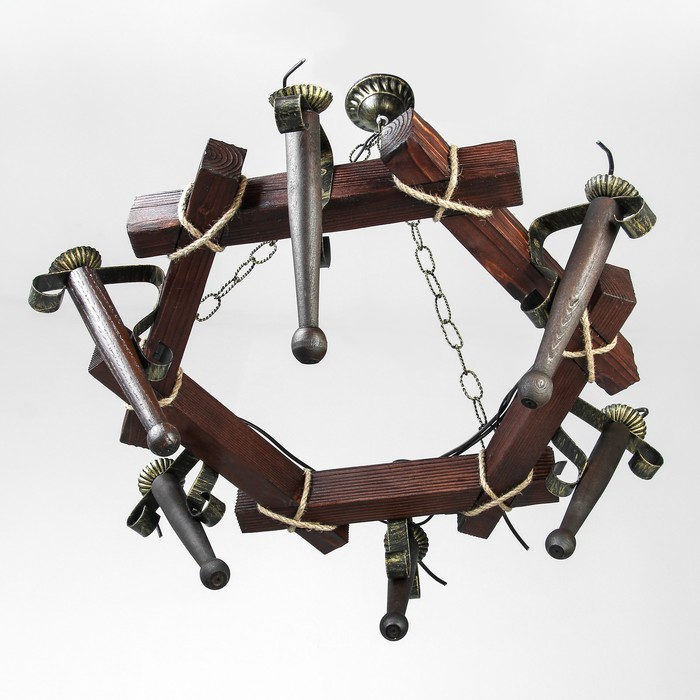 Люстра деревянная "Зевс", 6 ламп