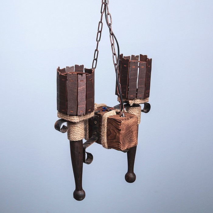 Люстра деревянная "Монтана", 2 плафона