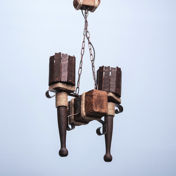 Люстра деревянная "Монтана", 2 плафона