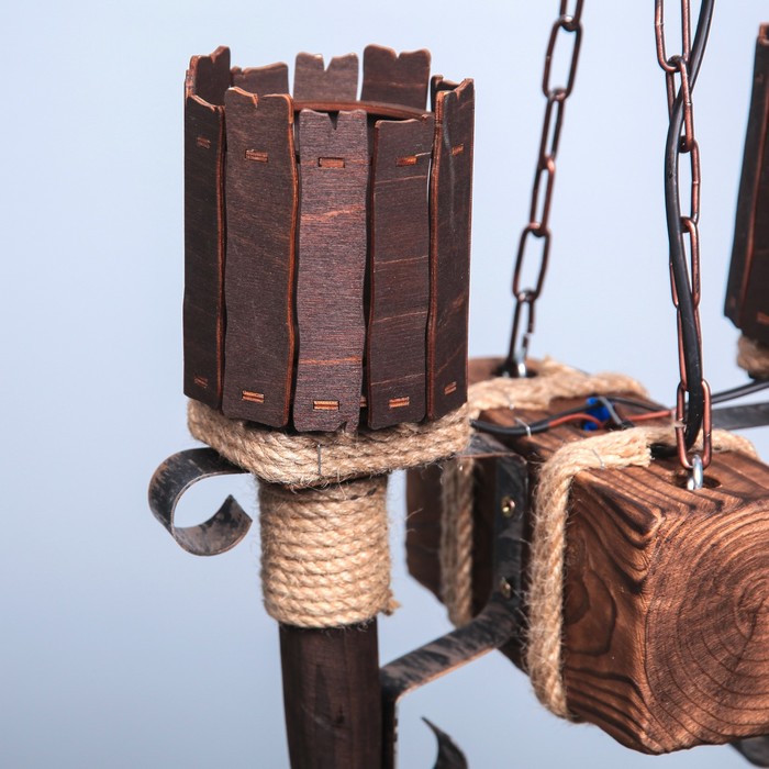 Люстра деревянная "Монтана", 2 плафона