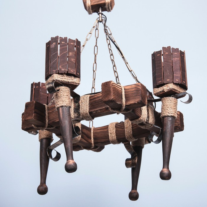 Люстра деревянная "Форест", 4 плафона