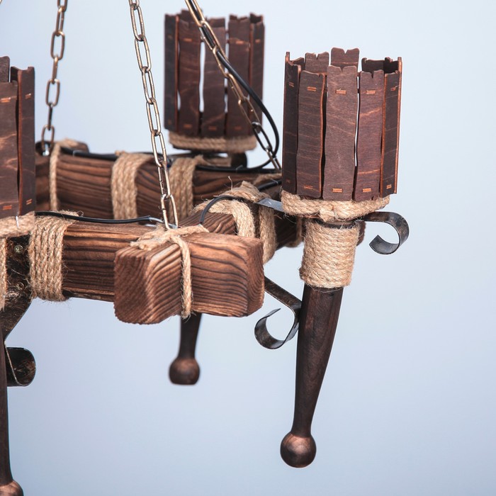 Люстра деревянная "Форест", 4 плафона