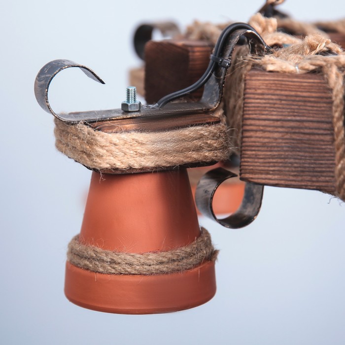 Люстра деревянная "Корса", 6 плафонов керамических