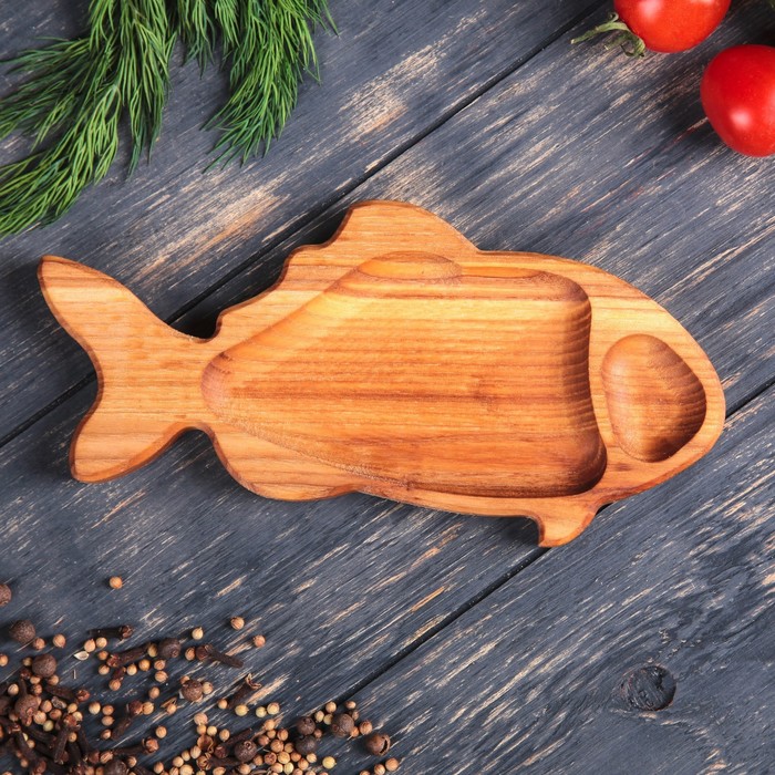 Тарелка деревянная "Карасик", 10 х 20 см