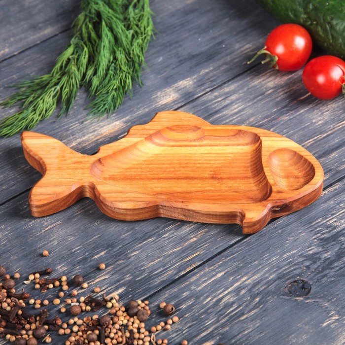 Тарелка деревянная "Карасик", 10 х 20 см