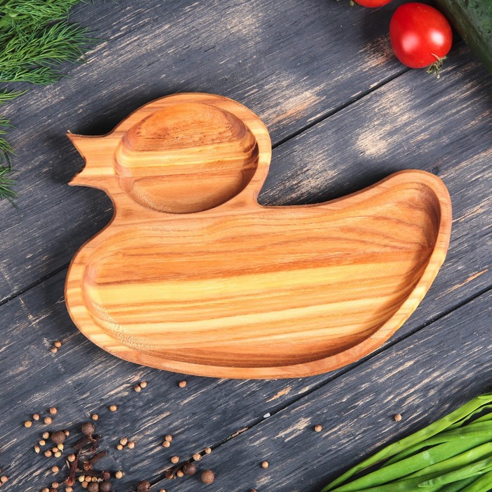 Тарелка деревянная "Уточка", 20 х 15 см