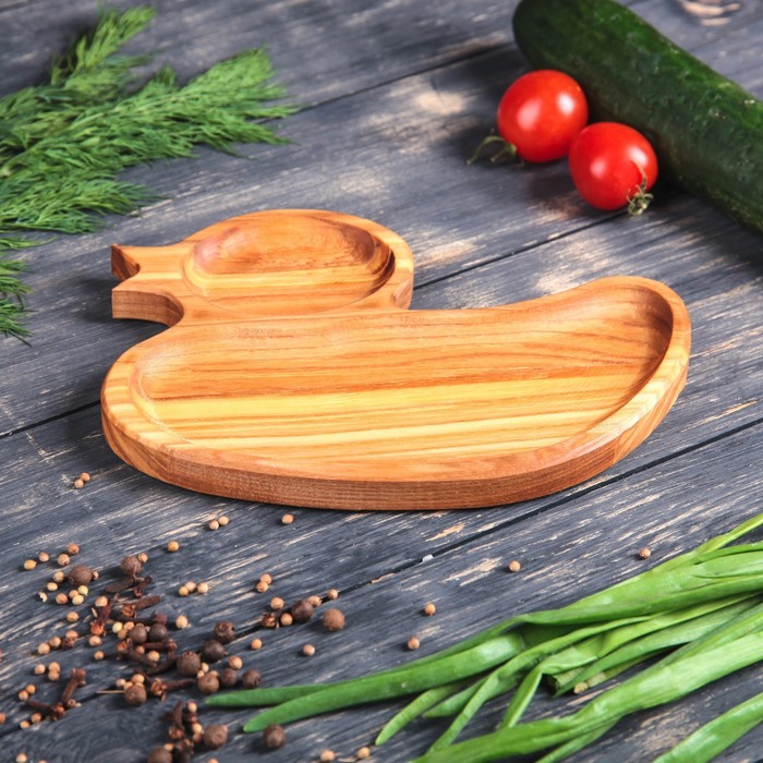 Тарелка деревянная "Уточка", 20 х 15 см