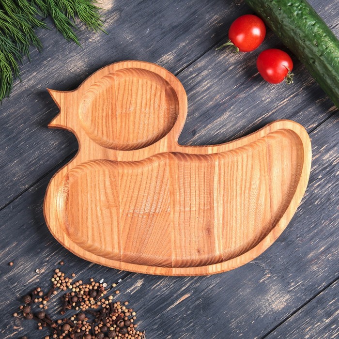 Тарелка деревянная "Уточка", 25 х 20 см