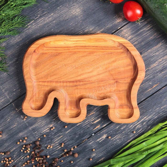 Тарелка деревянная "Слоник", 20 х 15 см