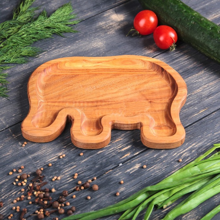 Тарелка деревянная "Слоник", 20 х 15 см