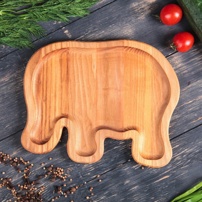 Тарелка деревянная "Слоник", 25 х 20 см