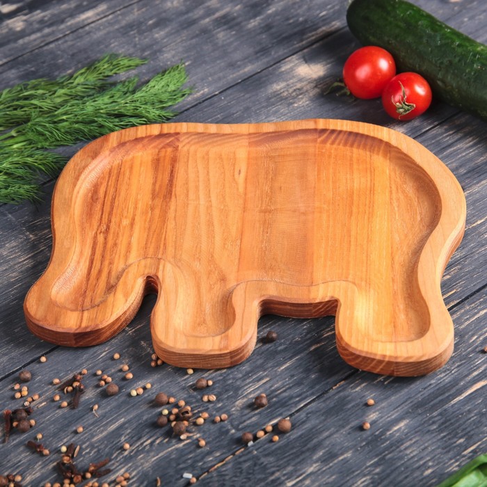 Тарелка деревянная "Слоник", 25 х 20 см