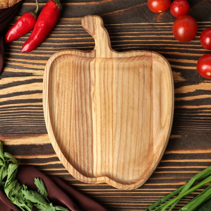 Тарелка деревянная "Яблоко", 20 х 15 см