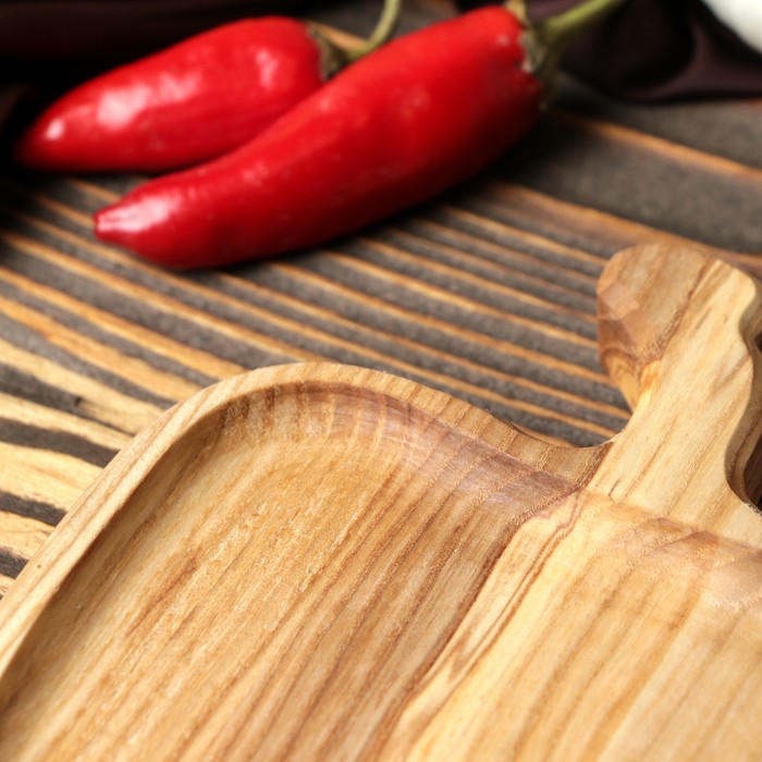 Тарелка деревянная "Яблоко", 20 х 15 см