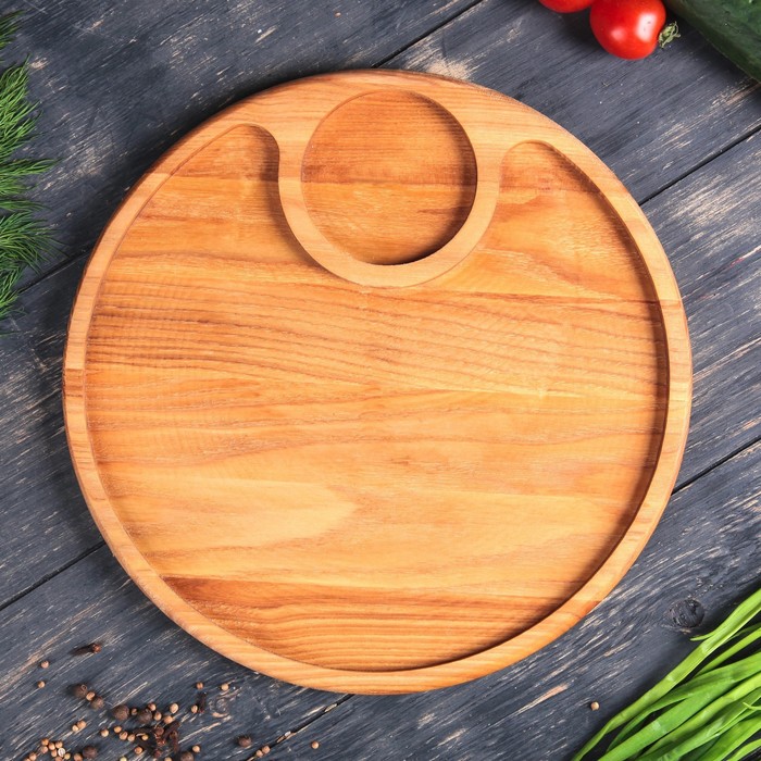 Тарелка с соусником, массив ясеня, 30 см