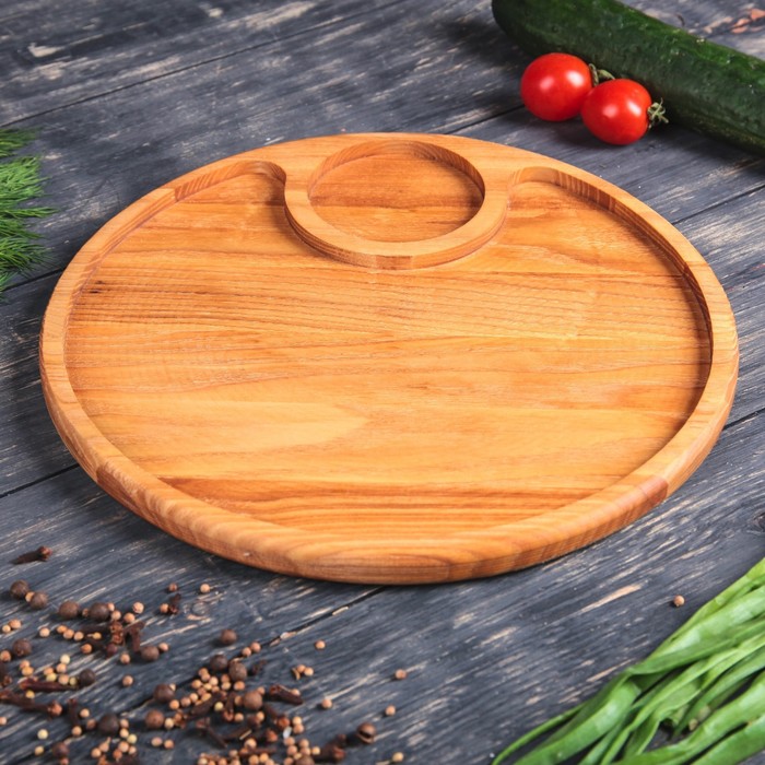 Тарелка с соусником, массив ясеня, 30 см