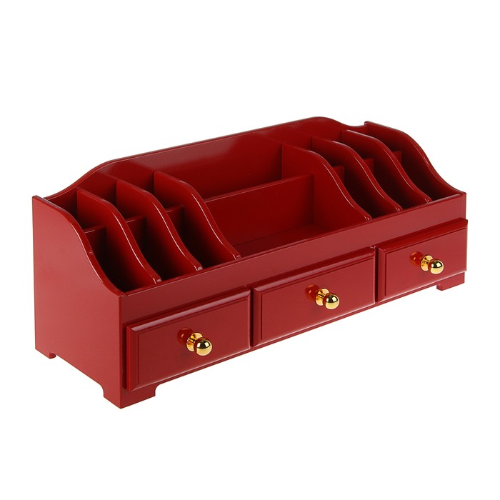 Комодик для косметики с 3 ящиками, КРАСНЫЙ, 60х25х20см