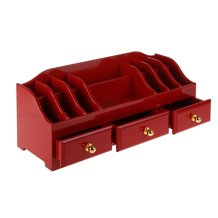 Комодик для косметики с 3 ящиками, КРАСНЫЙ, 60х25х20см