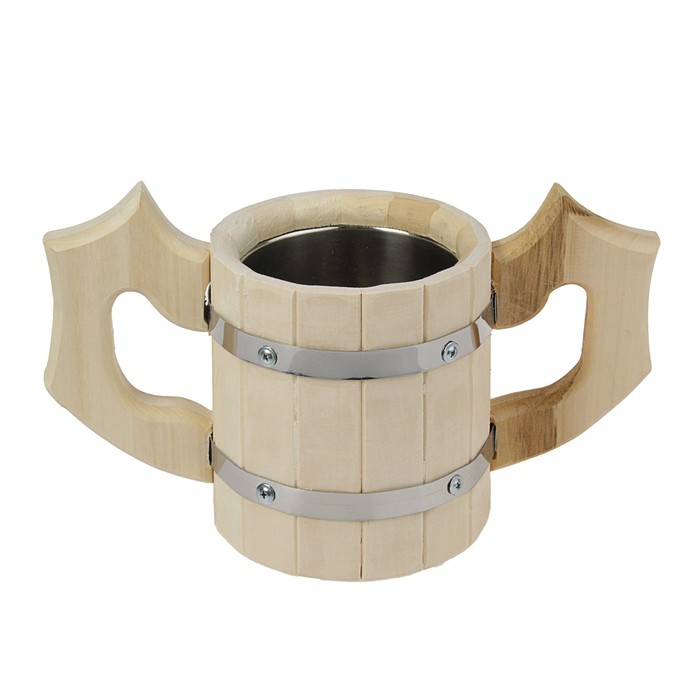 Кружка "Викинг" двуручная со вставкой из нержавеющей стали 1,2 л