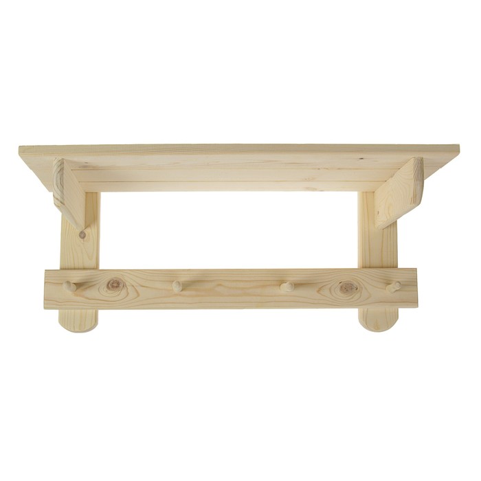 Полка-вешалка «Простая» 4 КРЮЧКА, 65х30х23см