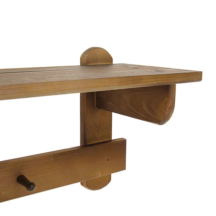 Полка-вешалка «Простая» 4 КРЮЧКА морёная, 65х30х23см