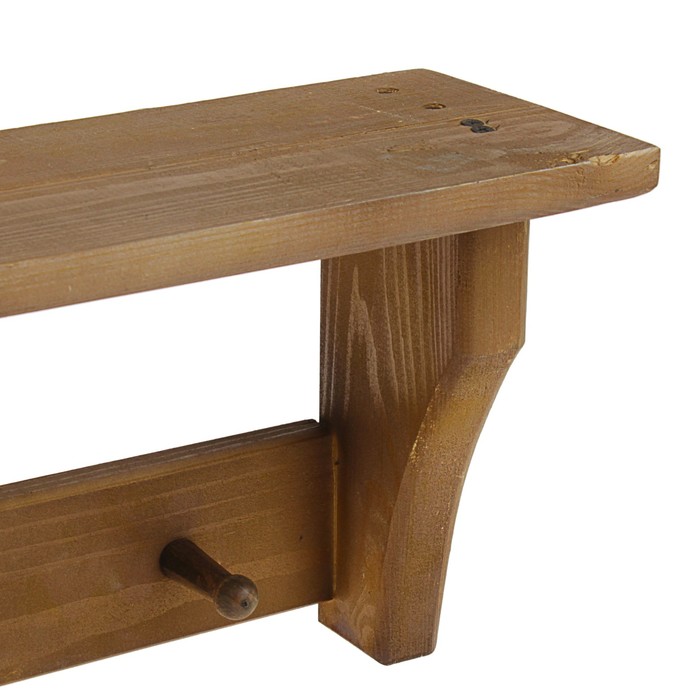 Полка-вешалка 3 КРЮЧКА морёная, 45х21х14см