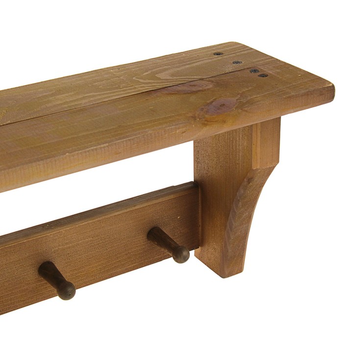 Полка-вешалка 5 КРЮЧКОВ морёная, 65х21х14см