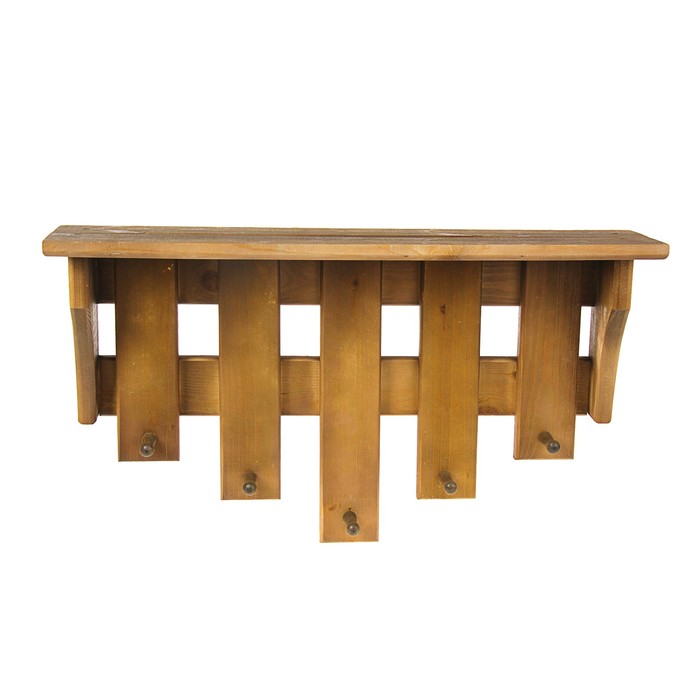 Полка-вешалка «Классика» 5 крючков морёная, 65х37х14см