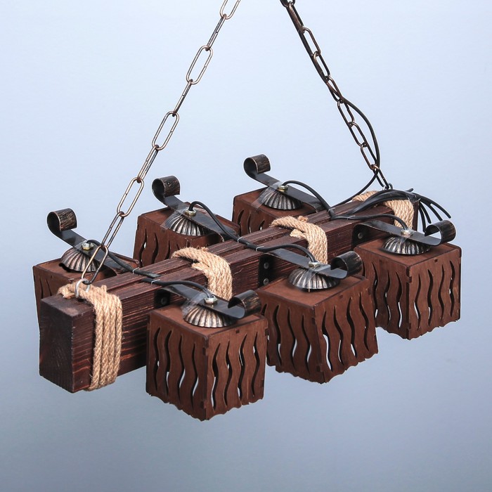 Люстра деревянная "Доминго", 6 плафонов "Ветер"