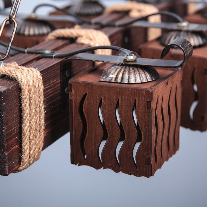 Люстра деревянная "Доминго", 6 плафонов "Ветер"