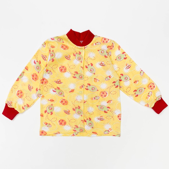 Кофточка на кнопках с длинным рукавом, рост 80 см (52), цвет желтый принт микс 1035-80-52