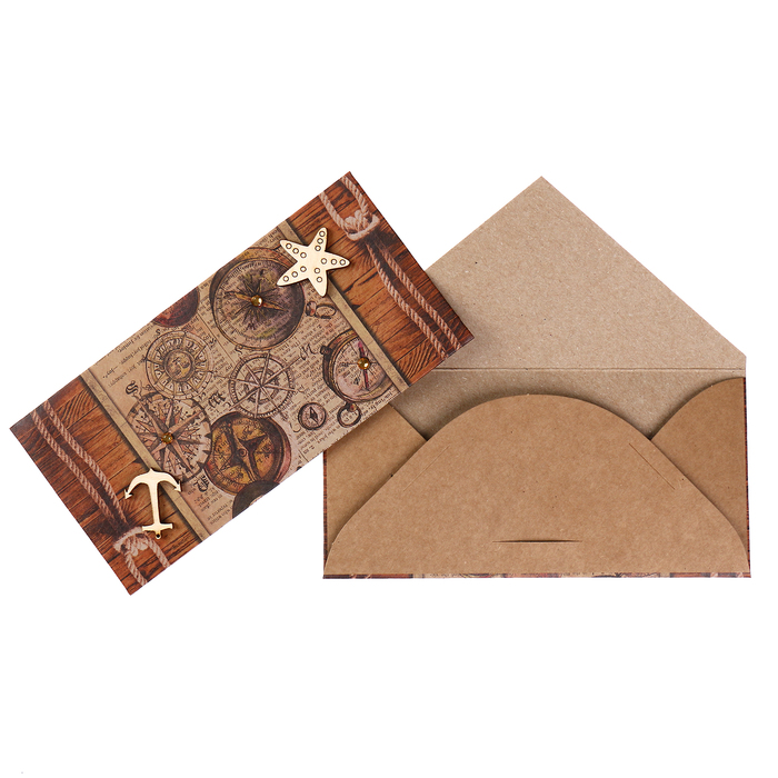 Конверт для денег "Универсальный" морской, крафт-бумага