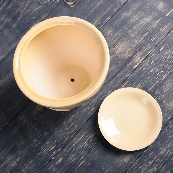 Горшок цветочный Париж №2 1,2л 16*13см бежевый