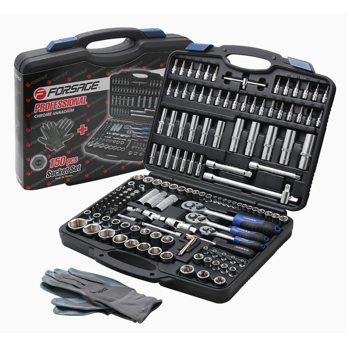 Набор инструмента Forsage F-41501-5, 1/4", 3/8", 1/2", головки 6-гр. 4-32мм, 150 пр., кейс