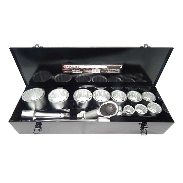 Набор инструментов Forsage F-8141-9, пос. 1", головки 3/4" 12гр. 36-80 мм, 15 пр., кейс