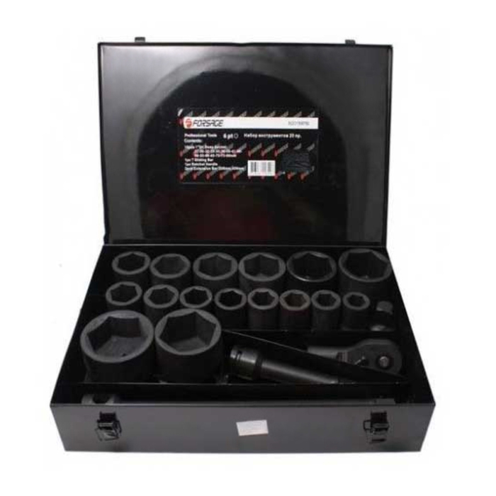 Набор инструментов Forsage F-8201MPB, 1", головки 6гр., ударные, 27-80 мм, 20 пр., кейс
