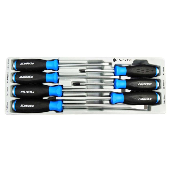 Набор отверток силовых Forsage F-20714, PH 1,2,3, SL 5.5,6.5,8,10 мм, 7пр., в лотке