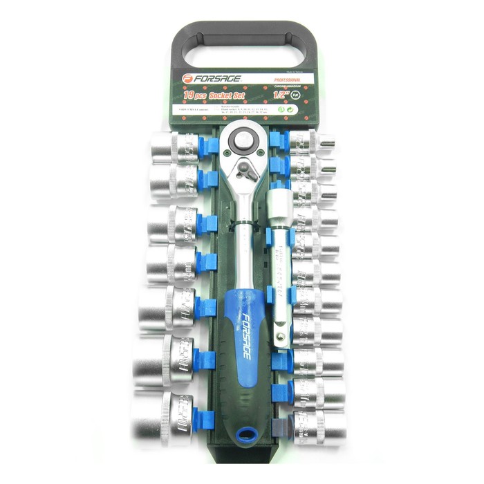 Набор головок торцевых Forsage F-019-9 MSA, с трещоткой, 1/2", 12 гр. 8-32 мм, 19 пр.