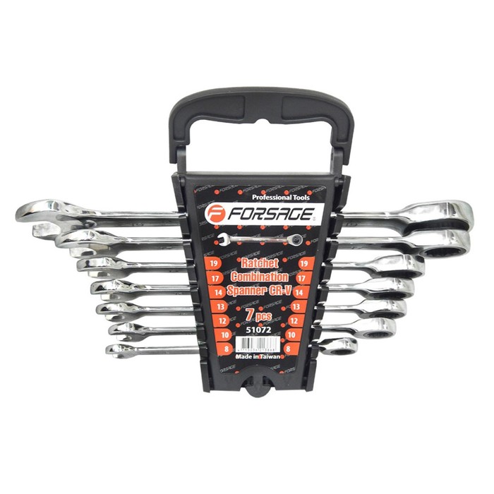 Набор ключей комбинированных Forsage F-51072, трещоточных, 8-19 мм, 7 предметов