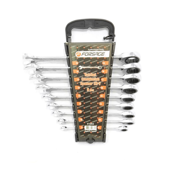 Набор ключей комбинированных Forsage F-51092, трещоточных, 8-19 мм, 9 предметов