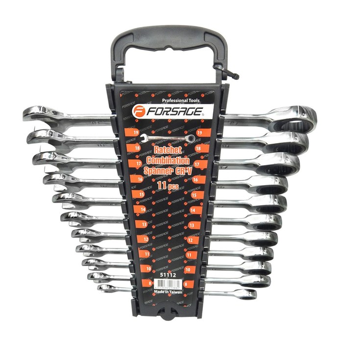 Набор ключей комбинированных Forsage F-51112, трещоточных, 8-19 мм, 11 предметов