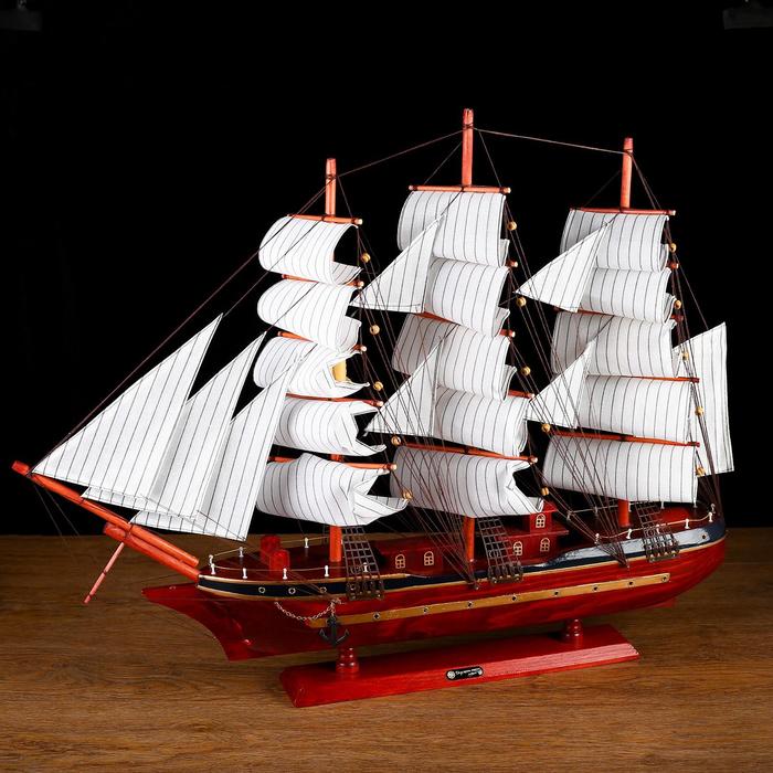 купить Корабль сувенирный большой «Трёхмачтовый», борта красное дерево, паруса белые, 82 × 13 × 62 см