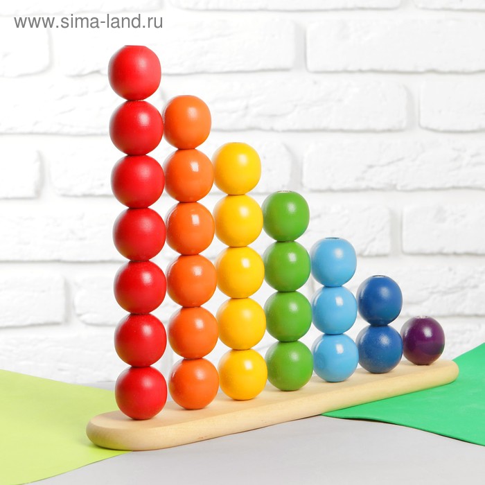 Пирамидка «Абака радуга с шариками», шарик: 3,2 см цена и фото