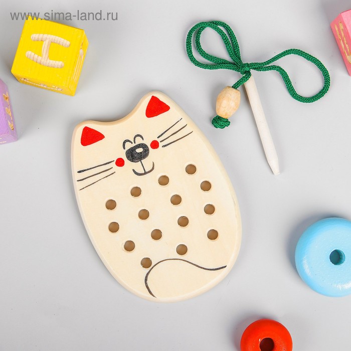 

Шнуровка «Кот», деревянная, МИКС