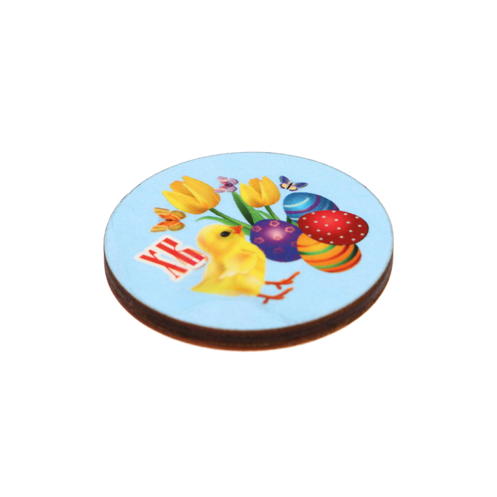 Магнит "ХВ" цыпленок, тюльпаны, ассорти, 40 мм