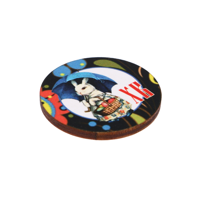 Магнит "ХВ" зайчик с зонтиком, ассорти, 40 мм