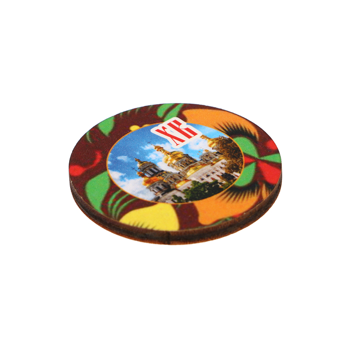 Магнит "ХВ" храм, узор; ассорти, 40 мм