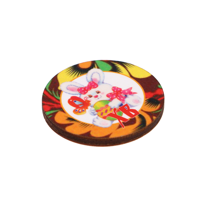 Магнит "ХВ" белый кролик; ассорти, 40 мм