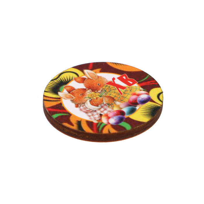 Магнит "ХВ" зайчики, узор; ассорти, 40 мм