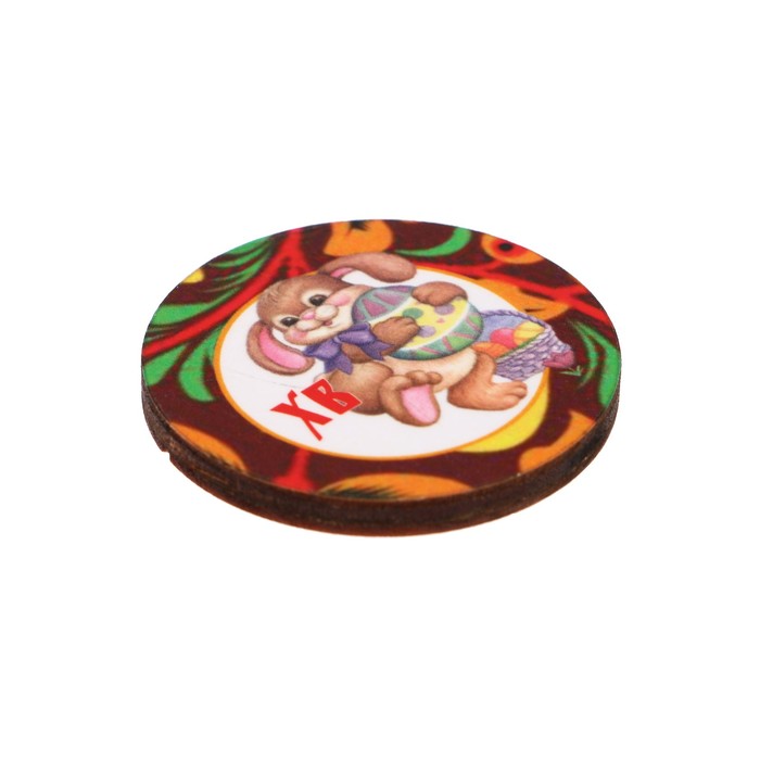Магнит "ХВ" кролик, узоры; ассорти, 40 мм